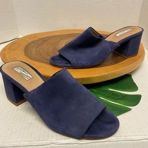 Halogen Blue Suede Heeled Mules